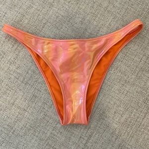 Orange metallic/latex look high hip bikini bottoms